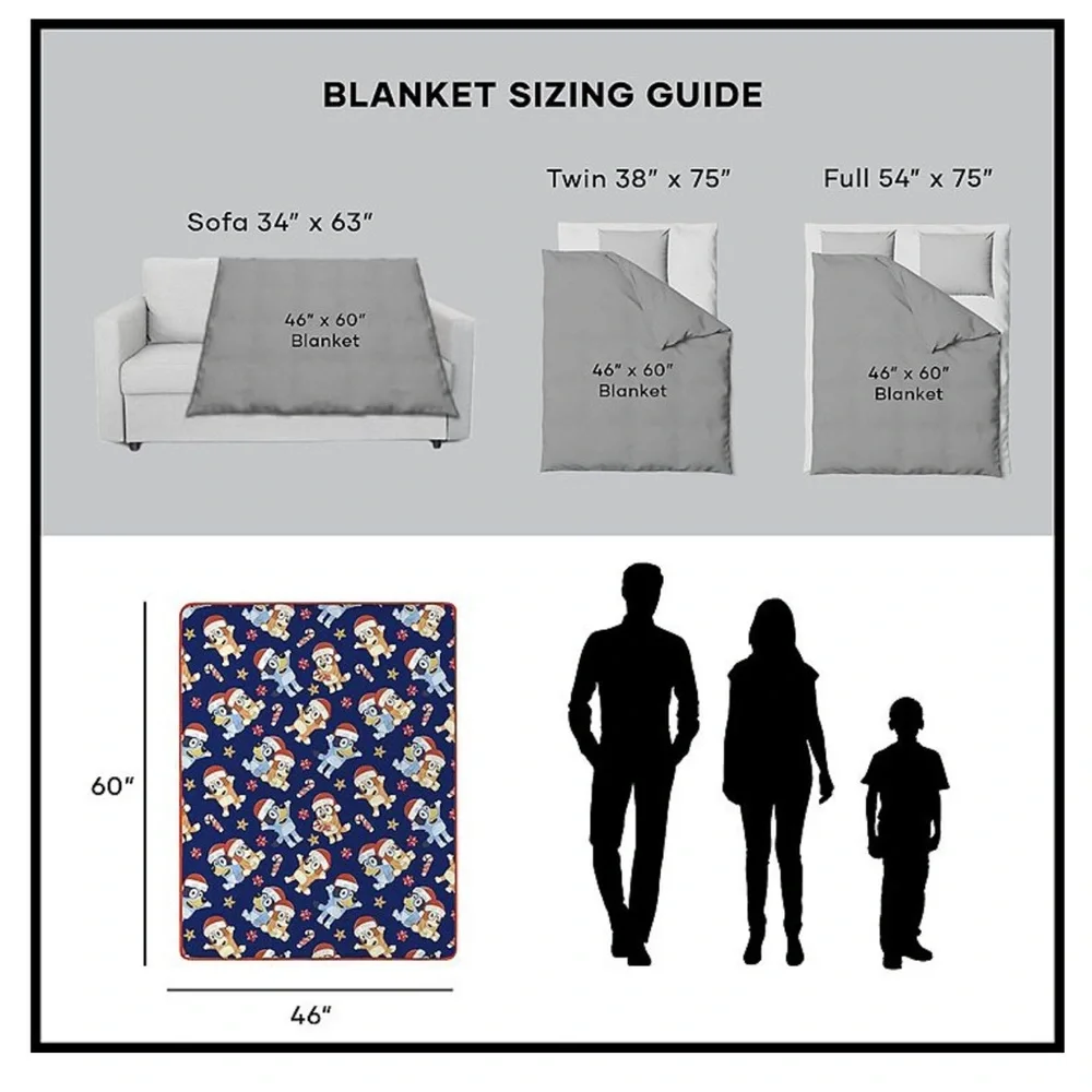 Bluey Holiday Plush Throw Blanket